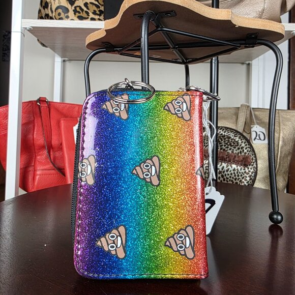 Poop Emoji Rainbow Glitter Zipper Pouch/Wallet - Picture 5 of 11